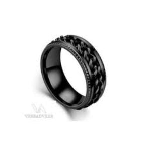 1PS/ VIRSL PLATIMIUM SPINNER RING FOR MENAND BOY -FASHION HIGH QUALITY (BLACK) SPPINER RINGS FOR MEN AND BOYS