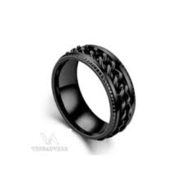 1PS/ VIRSL PLATIMIUM SPINNER RING FOR MENAND BOY -FASHION HIGH QUALITY (BLACK) SPPINER RINGS FOR MEN AND BOYS